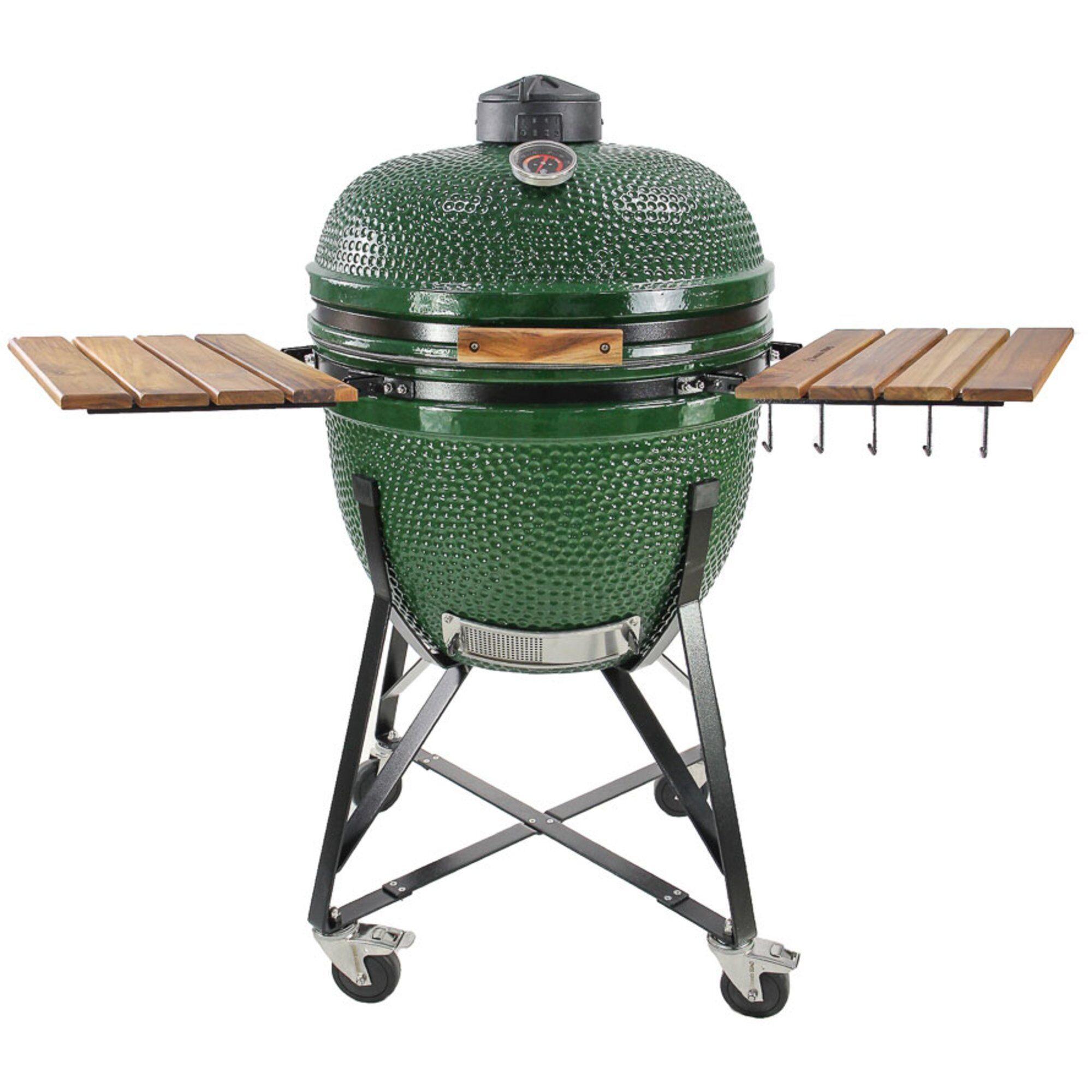 Kamado Sumo Maxi grønn keramisk kamadogrill med bambus sidebord