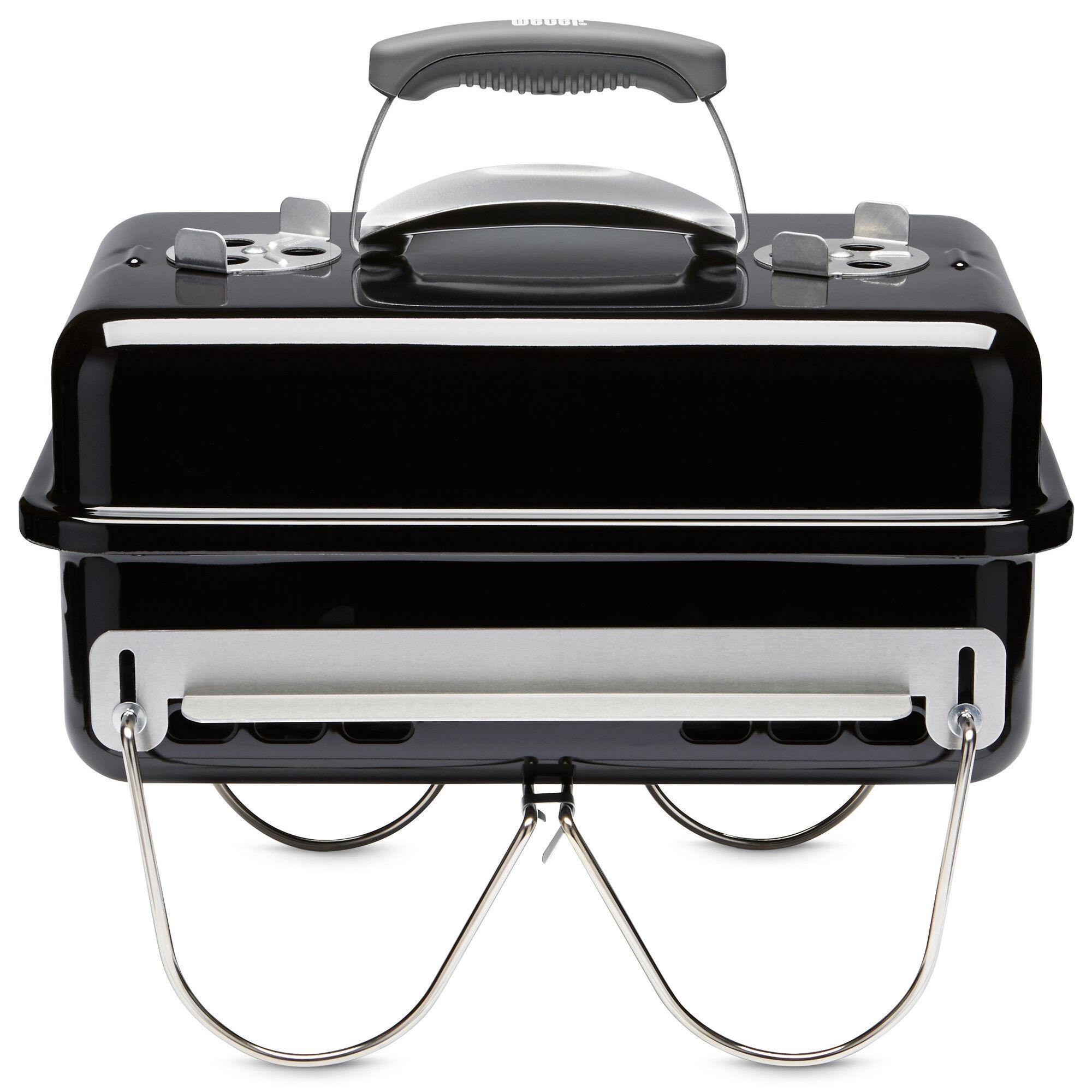 Weber Go-Anywhere bærbar brikett- og kullgrill i svart med sammenleggbare ben