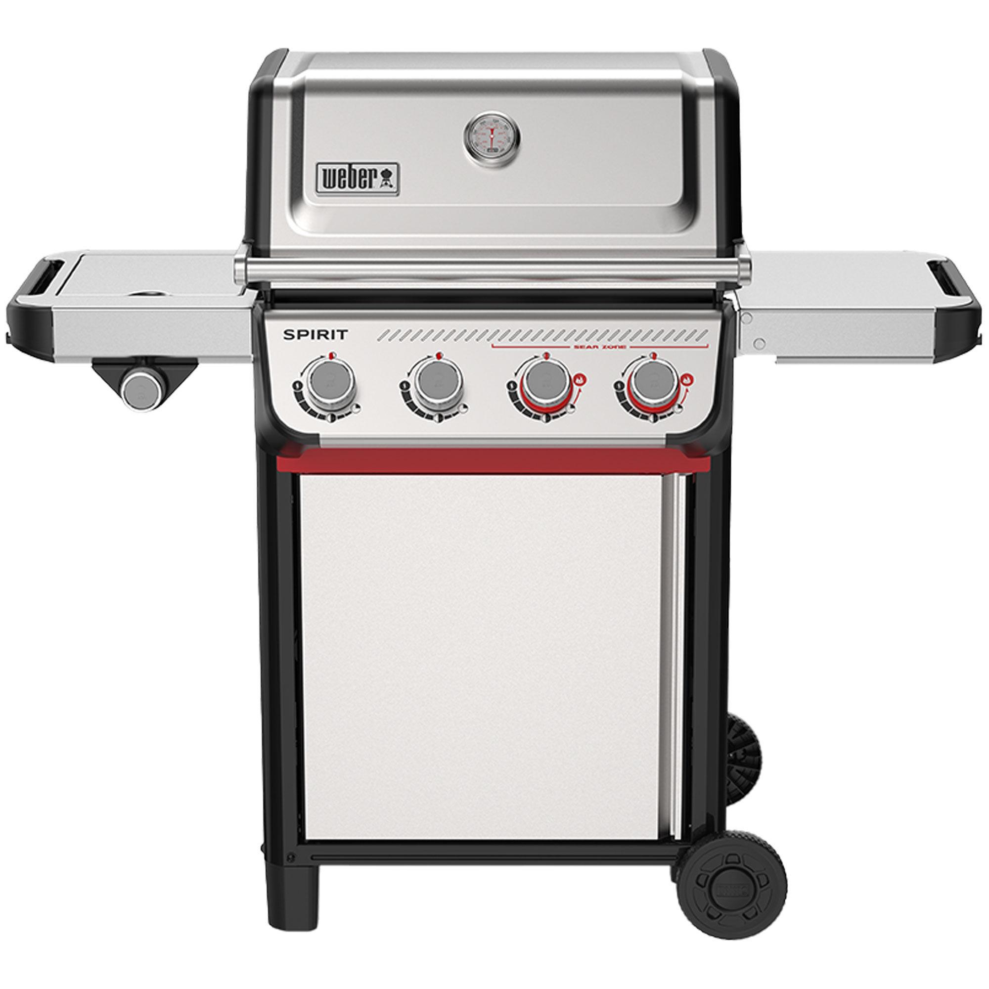 Weber Spirit S-435 gassgrill i sort med fire brennere og sidebrenner