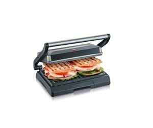Severin KG 2394 kompakt elektrisk klemmegrill i metallgrå og sort